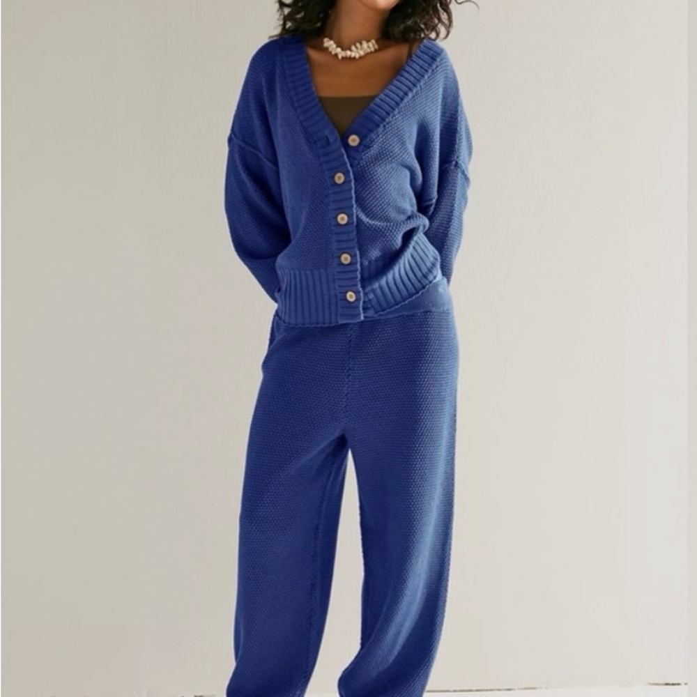 Blue Women's Knit Pants and sweater
